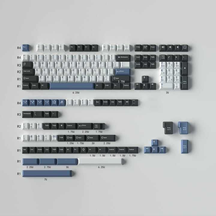 Arctic Blue White Tastenkappen Komplettset 173 Tasten Cherry Profile Doubleshot Custom Keycaps für C