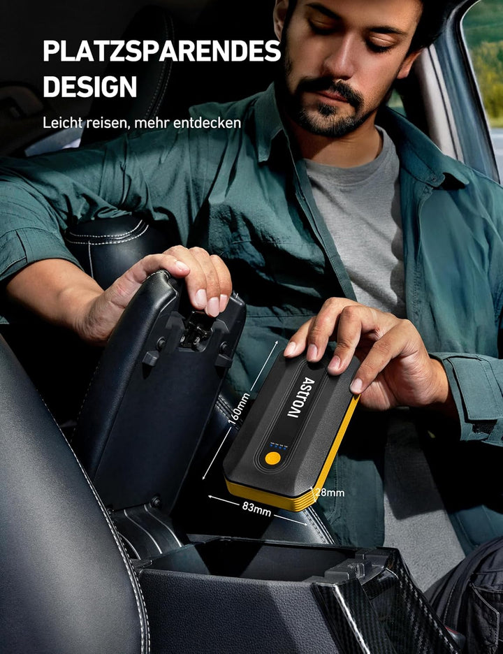 AstroAI B8 Starthilfe Powerbank, Booster Auto Starthilfe für 12V Fahrzeuge (7,0 l Benzin / 5,5 l Die
