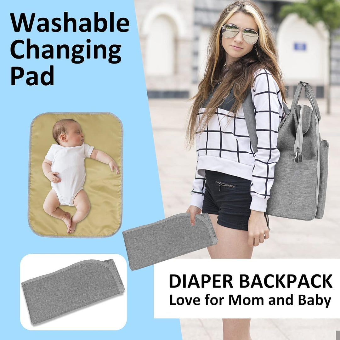 Gloppie Wickeltasche Rucksack Baby Wickelrucksack mit Tragbarer Wickelauflage und Kinderwagengurten,