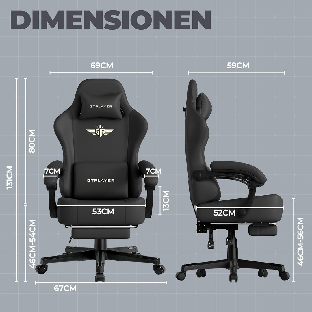 GTPLAYER Gaming Stuhl, Atmungsaktiver Bürostuhl,bürostuhl ergonomisch,Hochwertiger - Kunstleder, Erg