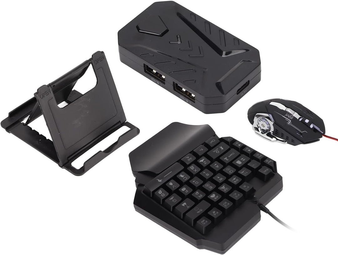 Dpofirs Einhand Gaming Tastatur und Maus Kombination, Tastatur und Mauskonverter Handy Tastatur Maus