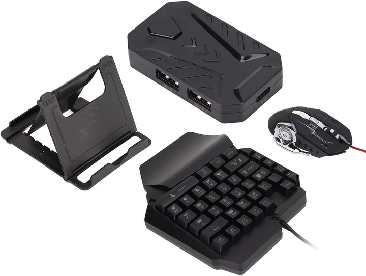 Dpofirs Einhand Gaming Tastatur und Maus Kombination, Tastatur und Mauskonverter Handy Tastatur Maus