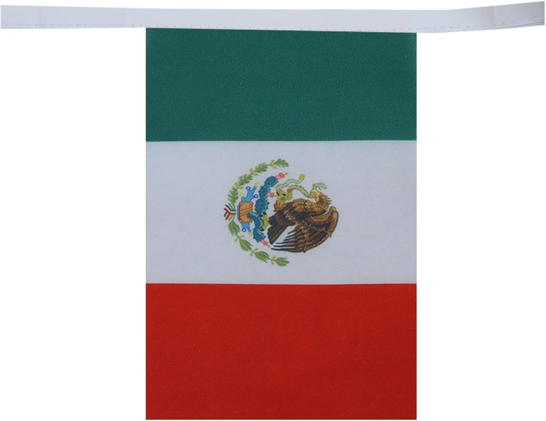 AZ FLAG FAHNENKETTE MEXIKO 12 Meter mit 20 flaggen 45x30cm- MEXIKANISCHE Girlande Flaggenkette 30 x