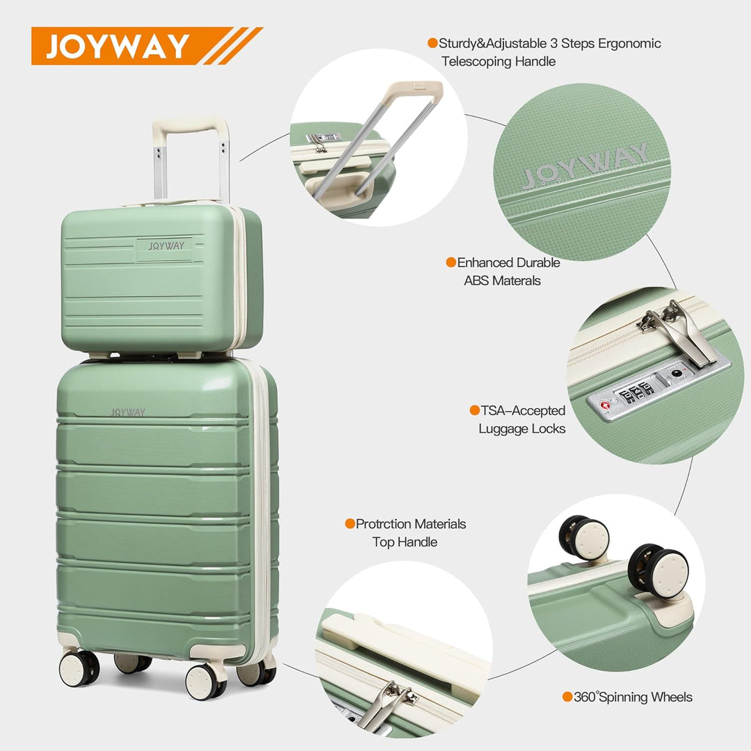 Joyway Kofferset 5tlg Hartschale mit 4 Rollen und TSA-Schloss Der Gepäcksets Enthält 1 Kosmetikkoffe