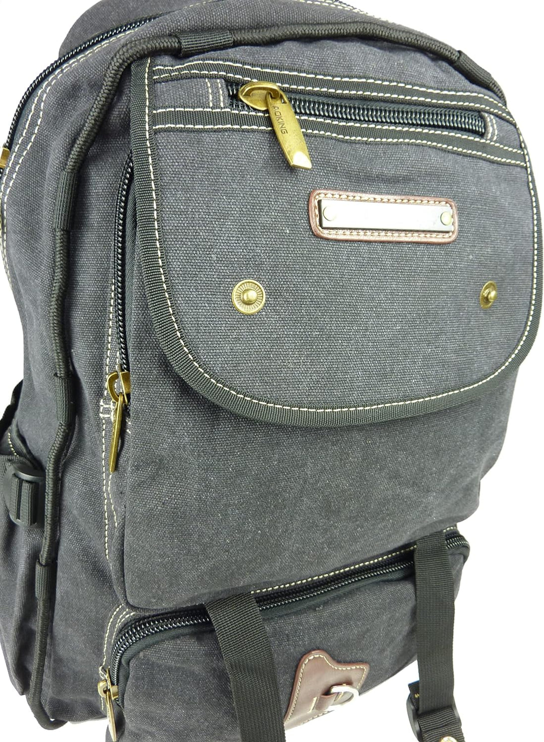 NEU Rucksack AOKING Canvas Wanderrucksack OUTDOOR Daypack Sportrucksack 3 Farben (Schwarz)
