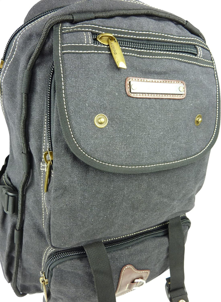 NEU Rucksack AOKING Canvas Wanderrucksack OUTDOOR Daypack Sportrucksack 3 Farben (Schwarz)