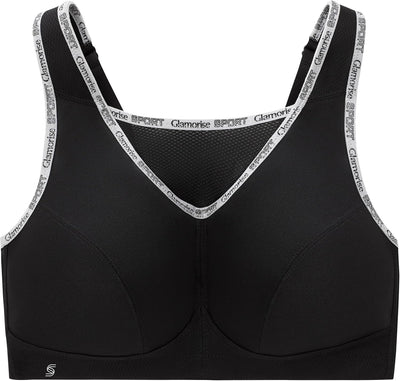 Glamorise Damen Bustier BH mit Perfektem Halt Sports Bra 105J Schwarz, 105J Schwarz