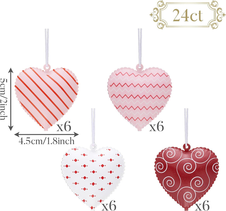 Valery Madelyn 24 Stück Metallherzen Anhänger, 5cm Herz Baumschmuck Deko für Valentinstag Hochzeit F