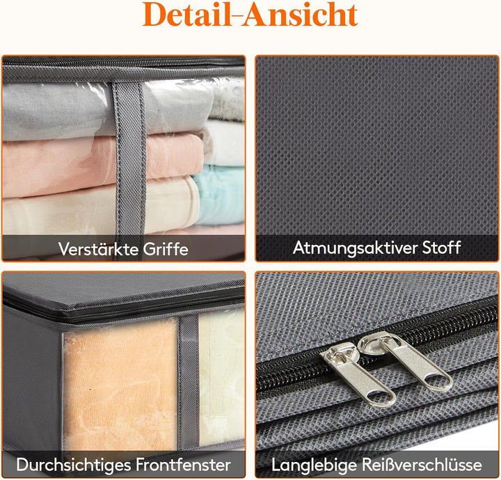 Lifewit 4 Stück 40L Unterbett Aufbewahrungsbox, Faltbare Unterbettkommode Aufbewahrungstasche Storag