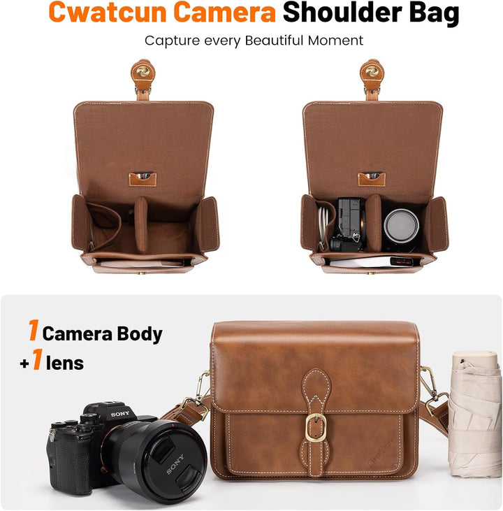 Cwatcun Kameratasche Kamera Umhängetasche Kompaktkamera Tasche Wasserdicht Retro Kompatibel für Cano
