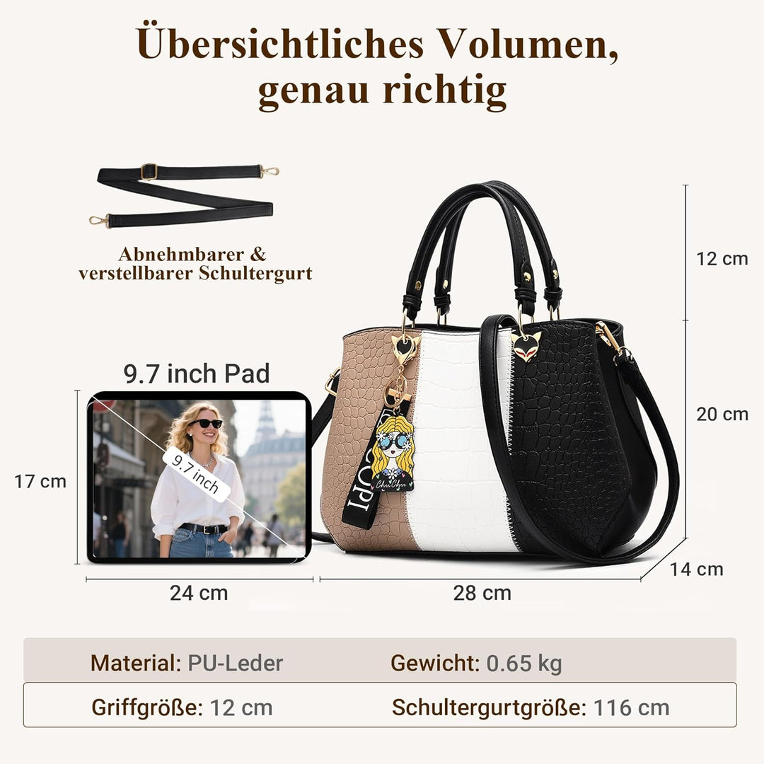 DIRRONA Elegant Damen Handtasche Schultertasche Gross Kapazität Umhängetasche Beiläufig Reise Tasche