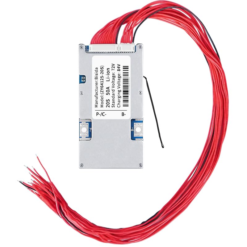 BMS 20S 72V 50A Lithium-PCB-Schutzplatine mit Balancerleitung und NTC, gemeinsamem Anschluss, zehn S