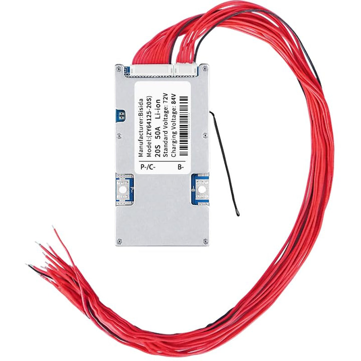BMS 20S 72V 50A Lithium-PCB-Schutzplatine mit Balancerleitung und NTC, gemeinsamem Anschluss, zehn S