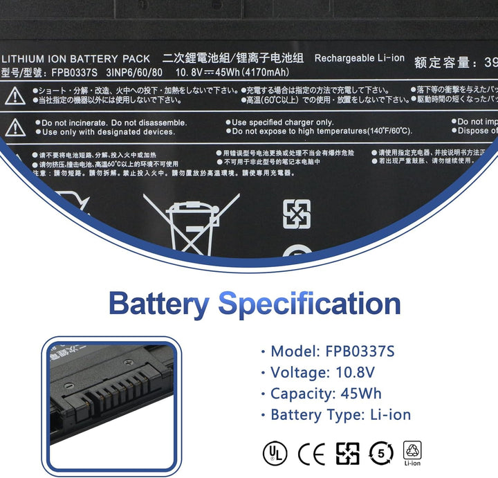 ANTIEE FPB0337S FPCBP530 Laptop Batteria per Fujitsu Lifebook P727 P728 Lifebook U727 U728 U729 U729