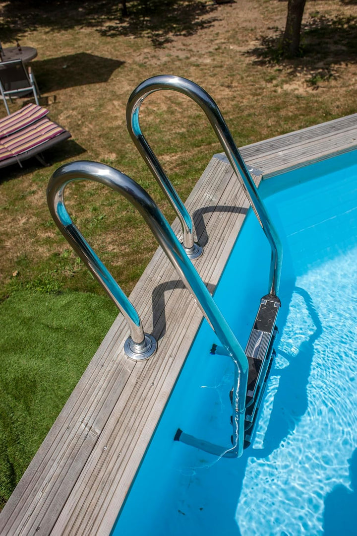 Gre 126674 - Rutschfeste Poolleiter für Echtholzpools, mit 3 Stufen, aus Edelstahl, 50 x 162,5 cm