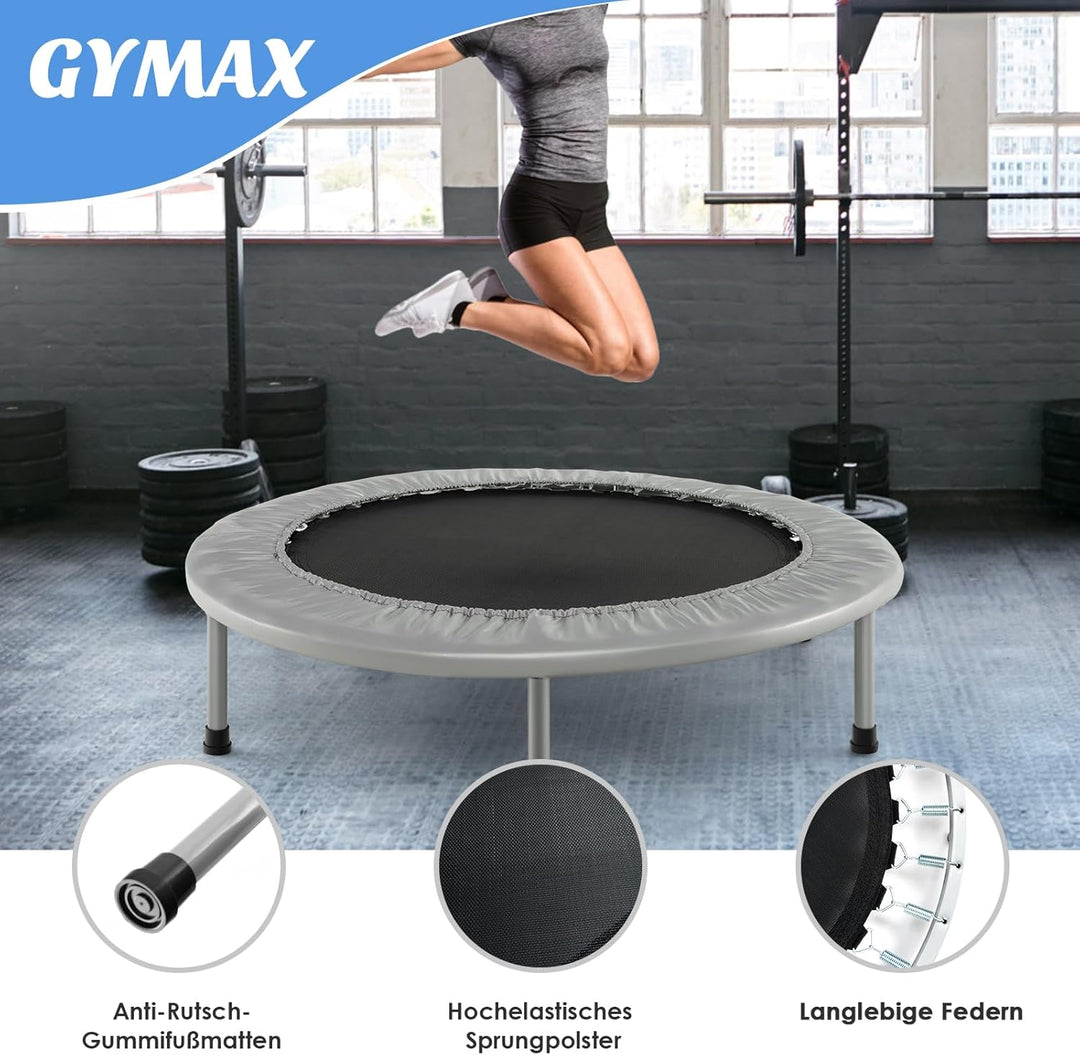 GYMAX Ø97 cm Mini Trampolin klappbar, Fitness Trampolin für Erwachsene & Kinder, Gartentrampolin bis