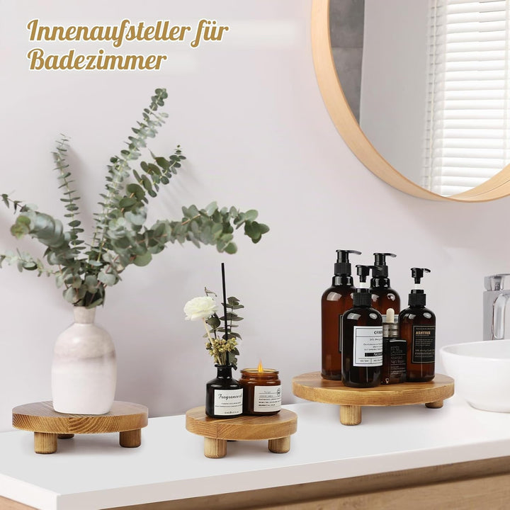 Holzpflanzenständer, Holzpodeste für den Innen- und Aussenbereich zur Dekoration, Holz-Hocker-Ausste