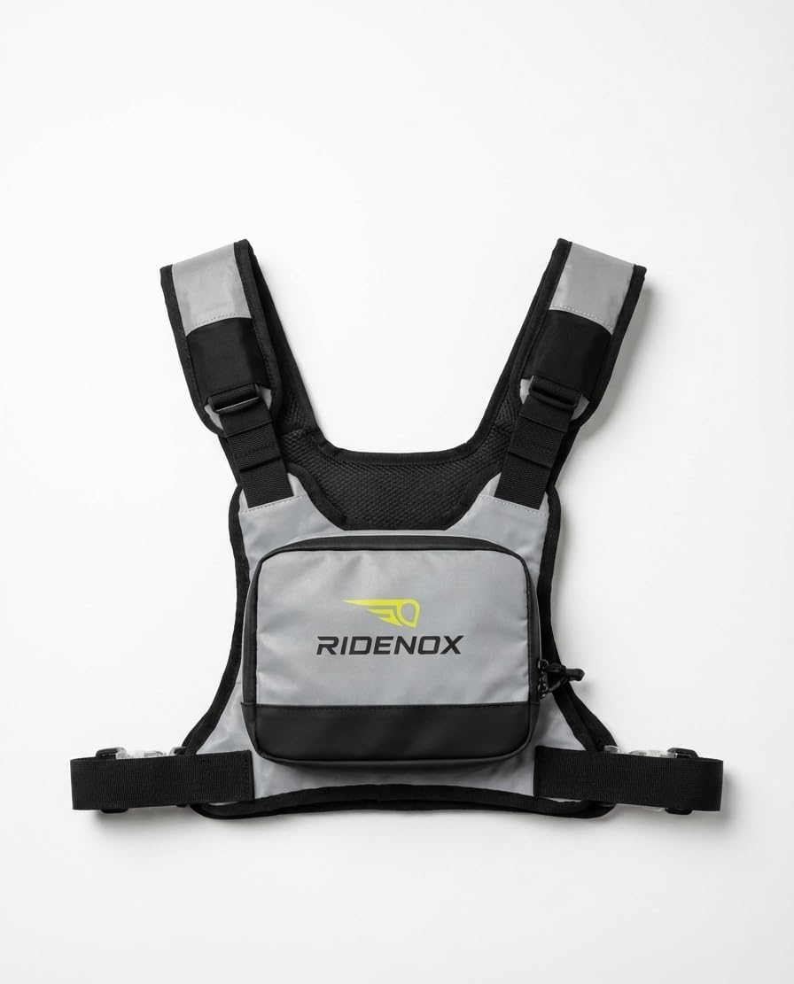 reflektierenede Chest Bag ideal für Motorrad und Radfahrer, mit magnetischen Seitenverschlüssen und