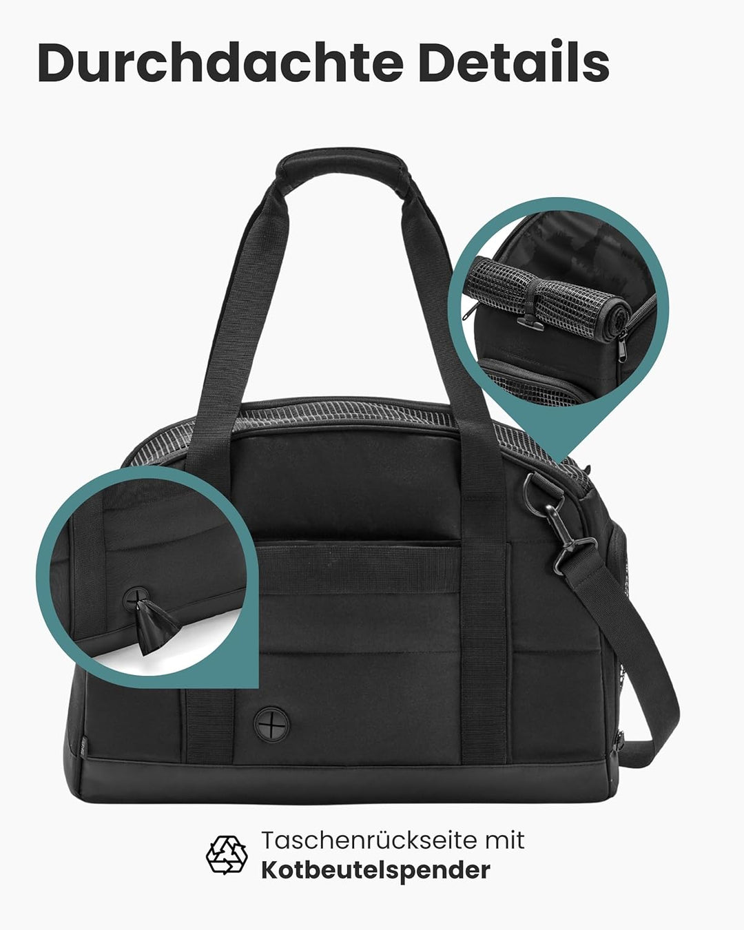 Larkson Hundetransportbox für Kleine Hunde bis 12kg Schwarz - Tjark - Hundetasche fürs Flugzeug - Tr