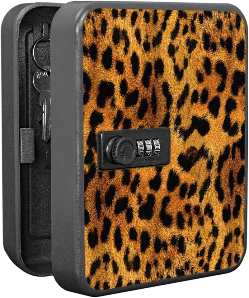 banjado® Burg-Wächter® abschliessbarer Schlüsselkasten mit Motiv Leopard für 20 Schlüssel - Schlüsse