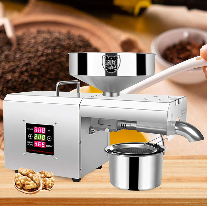 PUDLOR Automatische Ölpresse, Maschine Temperaturkontrolle Öl Extraktion Expeller Ölmühle 1500W EU-S