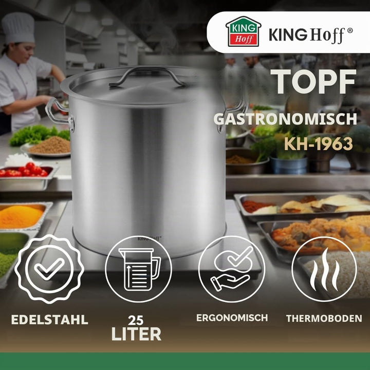 Gastronomischer Topf Kochtopf 32 cm 25L EdelstahL Kinghoff KH-1963