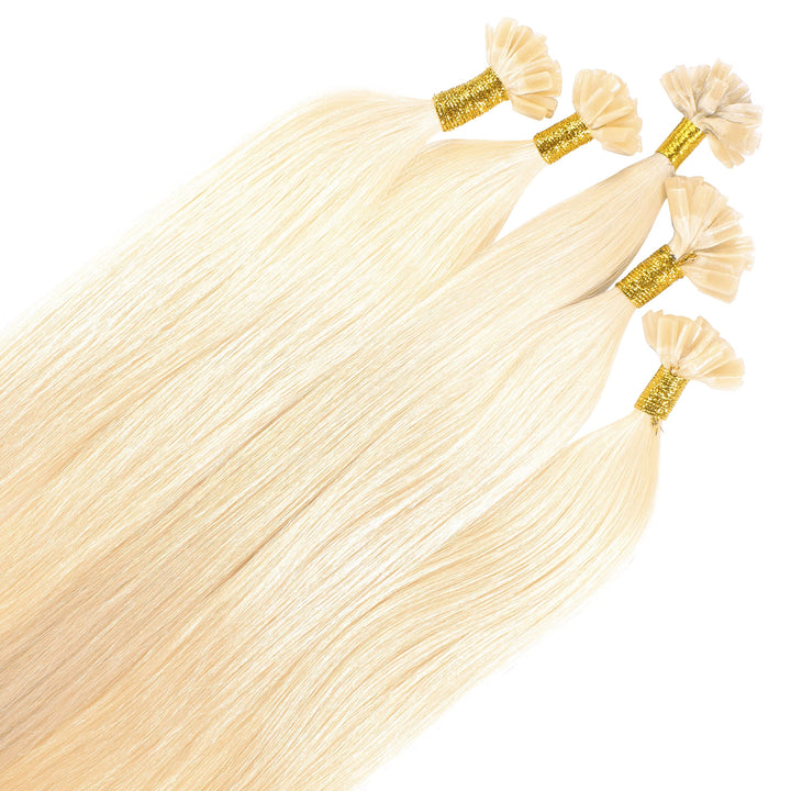 hair2heart Premium Extensions Echthaar Bondings glatt - 50 Strähnen 0.8g 40cm 10/0 hell-lichtblond #