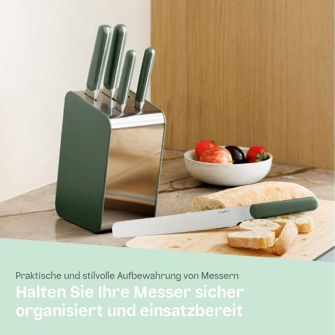 BergHOFF Home Messerblock mit Messer - 6-teilig Messerset mit Block - Küchenmesserset - Küchenmesser