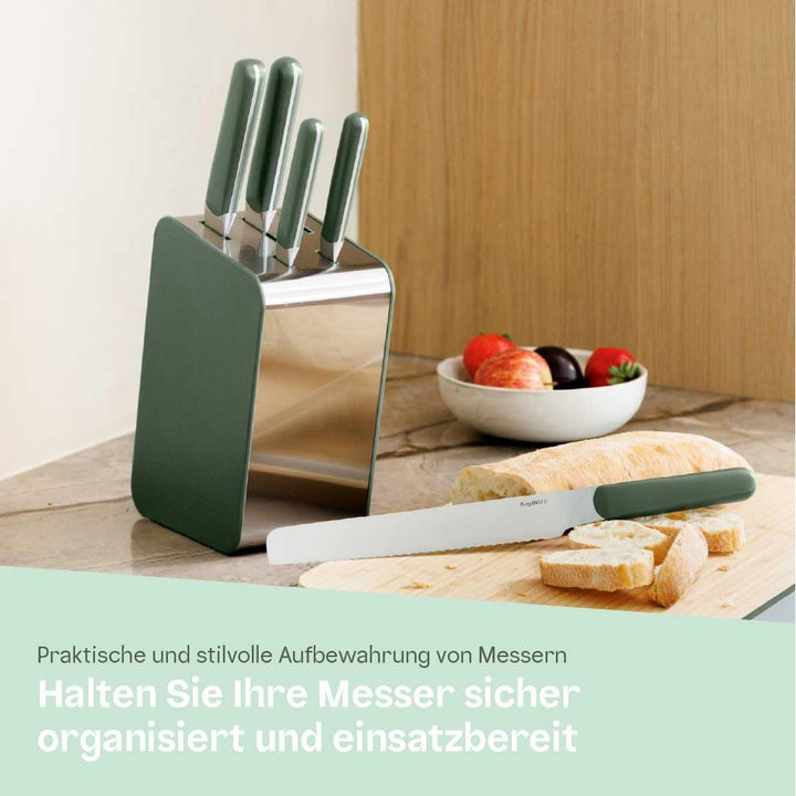 BergHOFF Home Messerblock mit Messer - 6-teilig Messerset mit Block - Küchenmesserset - Küchenmesser