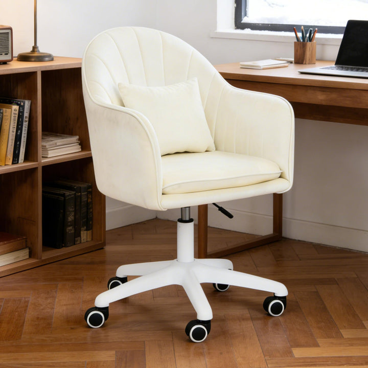 Ergonomischer Bürostuhl, 360° drehbar Höhenverstellbar, SamtStuhl mit Kopfkissen, Homeoffice Stuhl b