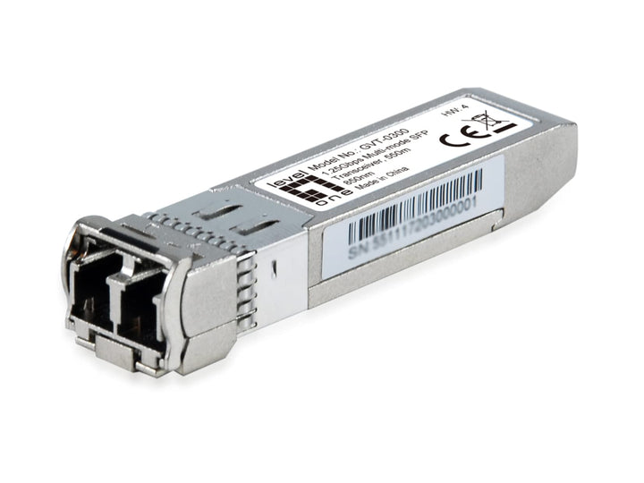 LevelOne MiniGBIC GVT-0300 SFP SX/LC Fiber MM 550m/850nm/1.25G Multi-Mode SFP Transceiver/Silber