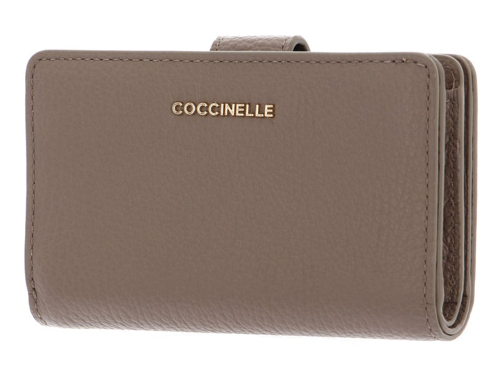 Coccinelle Metallic Soft Mini Wallet Grained Leather Warm Taupe