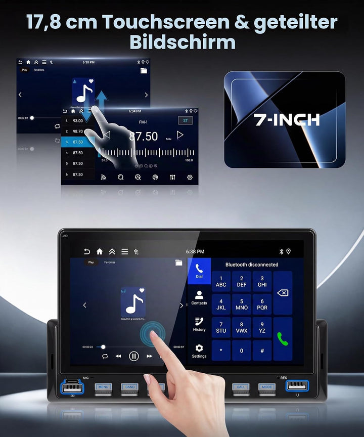 VECHTEL 4G+64G Android 15 Klaviertasten Autoradio 1 Din, 7&