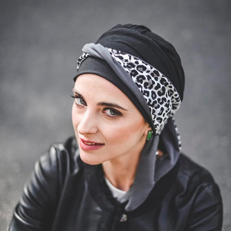 CAREBELL Smooth Paisley Black Onkologische Bambus-Mütze für Chemotherapie oder Alopezie, Schwarz , O