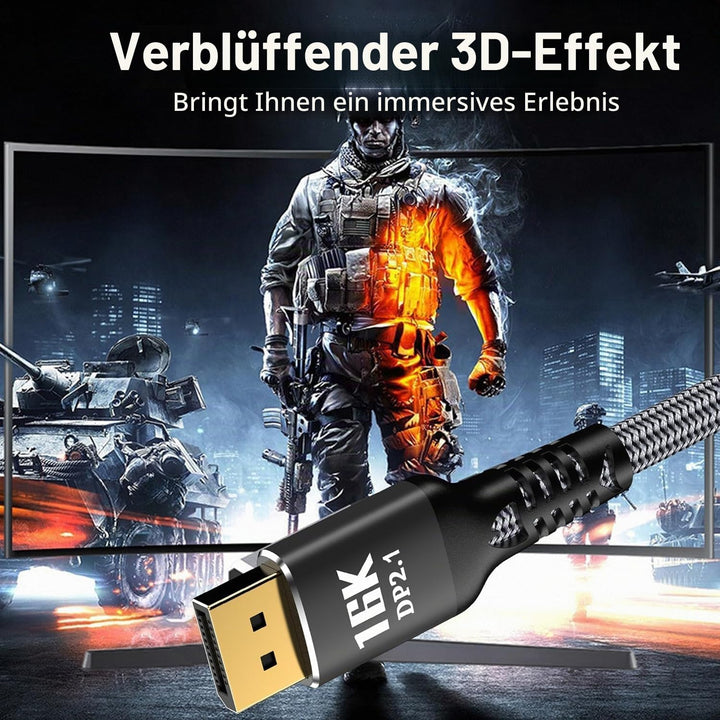 3m DisplayPort Kabel 16K DP 2.1 2.0 [16K @ 60Hz, 8K @ 120Hz, 4K @ 240Hz 165Hz 144Hz, 80Gbps HDR10 HD