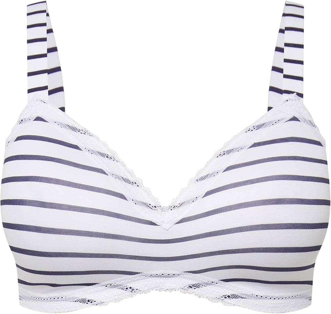 Ulla Popken Damen grosse Grössen Übergrössen Plus Size BH, bügellos, Softschalen, Streifen, Cup A-D