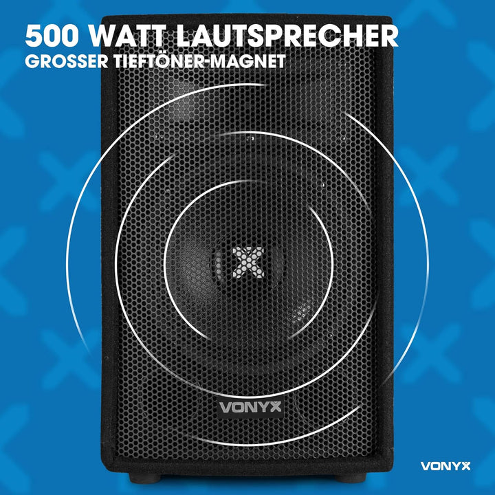 VONYX SL10 PA Lautsprecher Passiv 500 Watt Partybox, 10 Zoll Passiv, Disco, DJ Party Lautsprecher mi