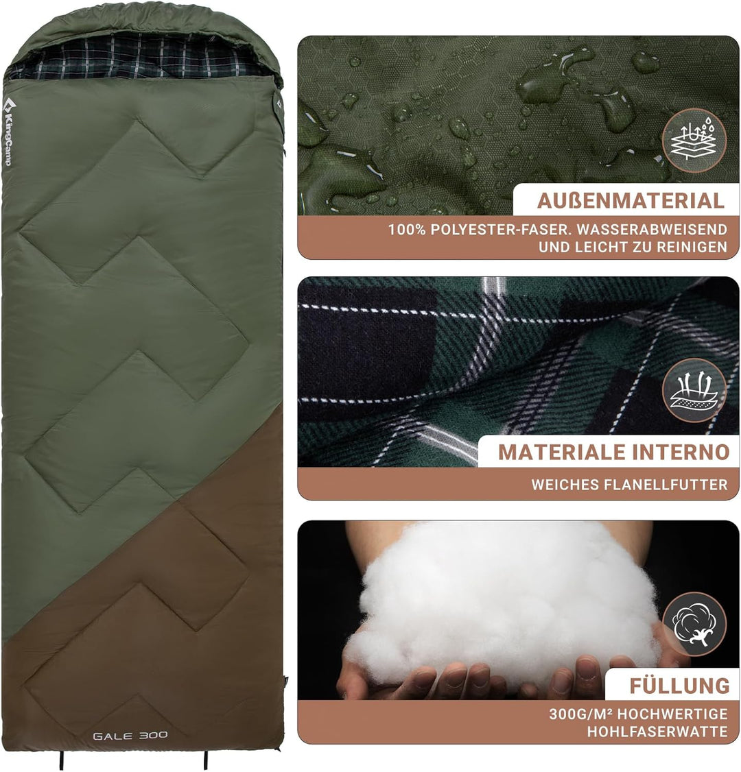 KingCamp Schlafsack für Erwachsene, Winter, Flanell, kompakt, 3-4 Jahreszeiten, Decke für Camping, R