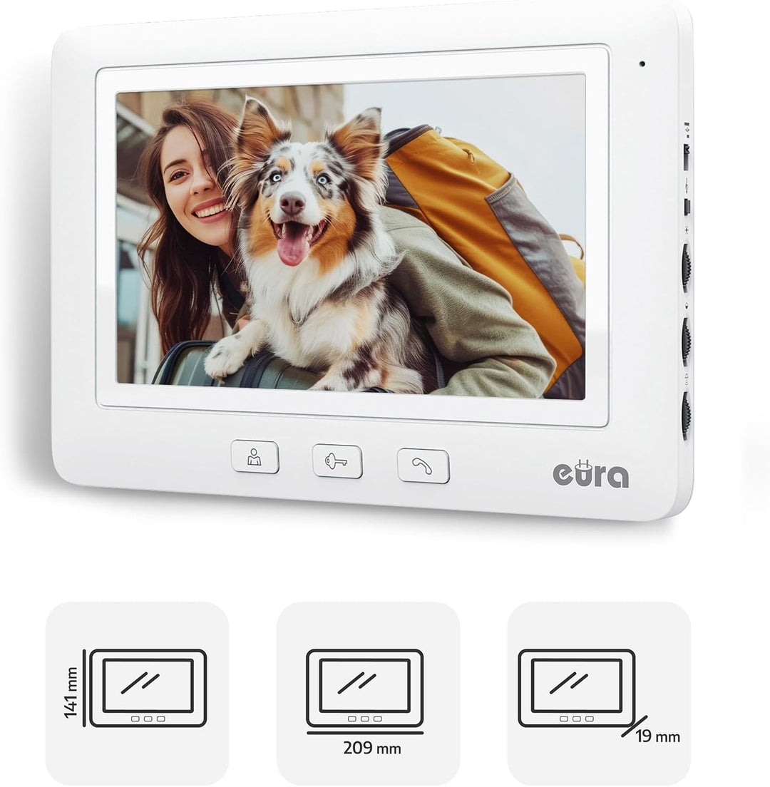 Eura VDP-45A3 Alpha Video-Türsprechanlage Gegensprechanlage, Weiss, 7-Zoll-Farbmonitor, 4 Draht 1 Mo