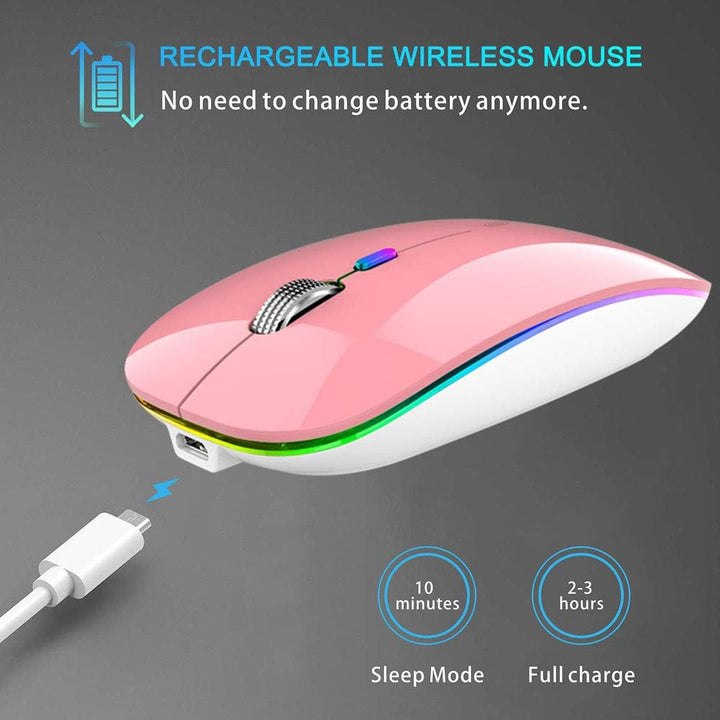 Uiosmuph Bluetooth Maus Kabellose, LED Funkmaus wiederaufladbar Leise Wireless Mouse 2.4GHz Kabellos