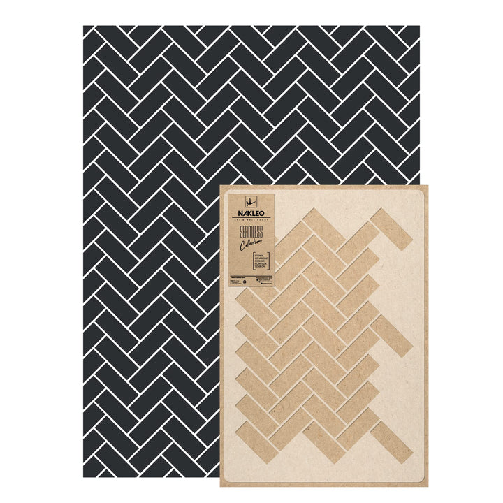 NAKLEO Wiederverwendbare Kunststoff-Schablonen - 59x95cm - Fischgrät Fliese Chevron - Grosse Wiederh