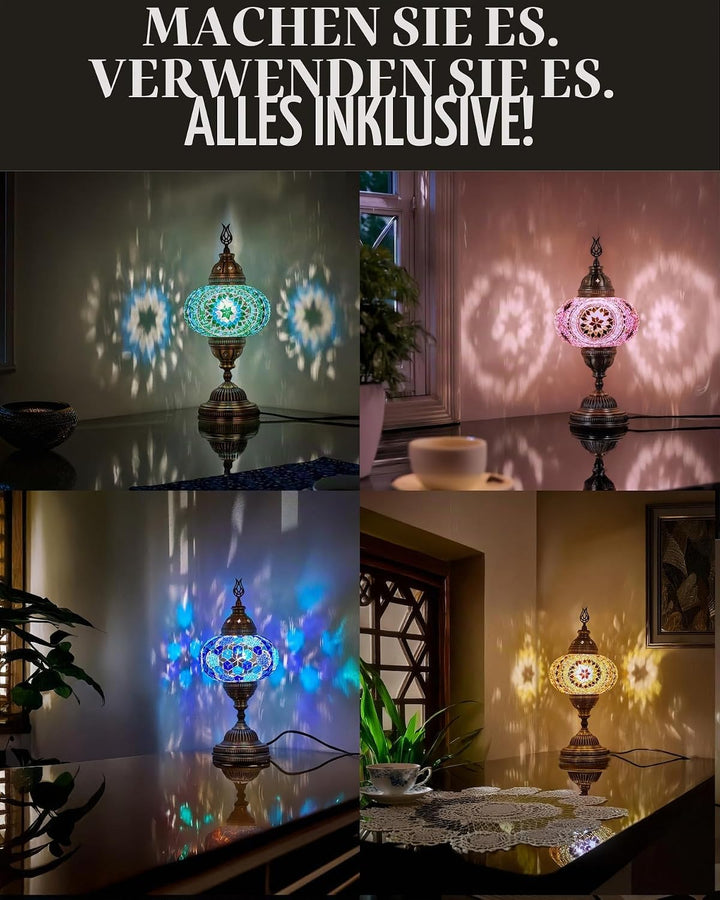 DEMMEX Türkisches Mosaiklampen-Set zum Selbermachen, komplettes Kunst- und Handwerks-Geschenkset für