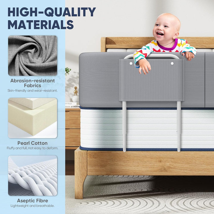 Kidsgigglz Rausfallschutz Bett，Bettgitter 150cm，Bettschutzgitter für Kinder，Baby Bettschutzgitter，Hö