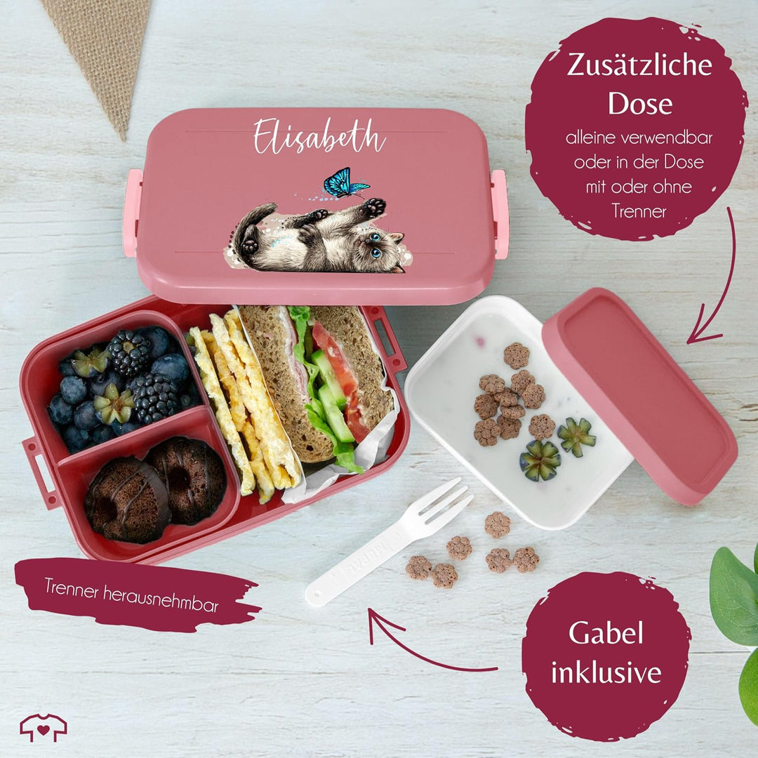 Kinder Bento Box Midi Lunchbox für Mepal Bentobox - Katzen - Verspielte Süsse Katze Brotdose Cat I -