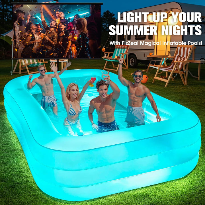 Luxfero Aufblasbarer Pool Erwachsene mit Sitz und Poolbeleuchtung, 280 x 160 x 50 cm Swimming Pool A