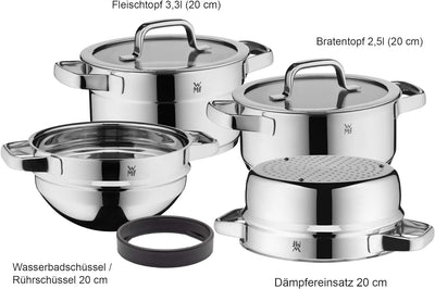 WMF Compact Cuisine Topfset Induktion 4-teilig, Kochtopf Set mit Glasdeckel, Cromargan Edelstahl pol