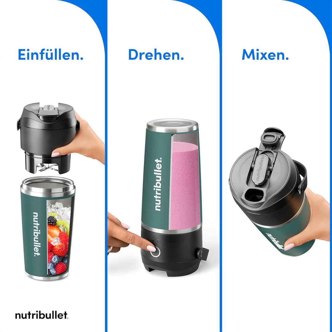 nutribullet Flip NBP016EUC, tragbarer Mixer mit Thermobecher (590 ml), hält Getränke 24 Stunden kalt