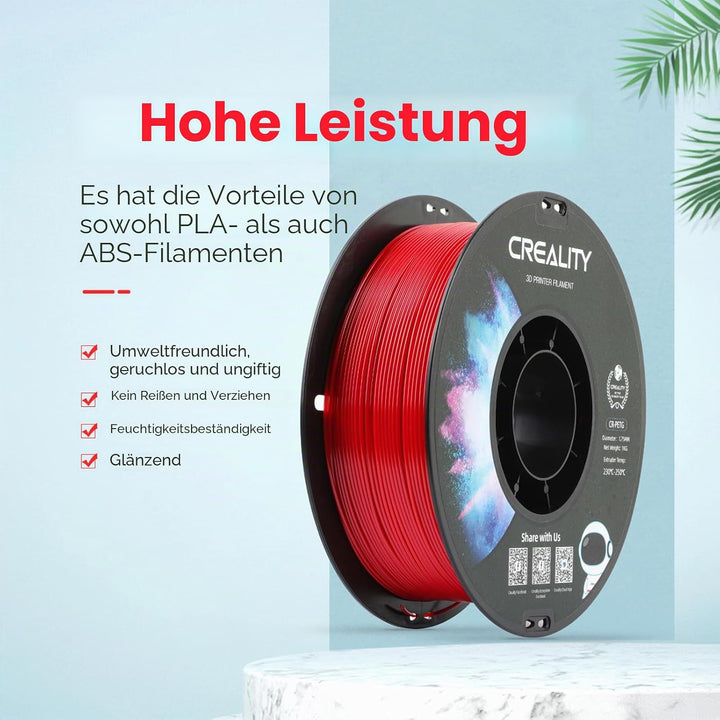 Creality CR-PETG 3D-Druckfilament 1,75 mm, Ausgezeichnete Zähigkeit, Hohe Präzision, Geruchlos, Ungi