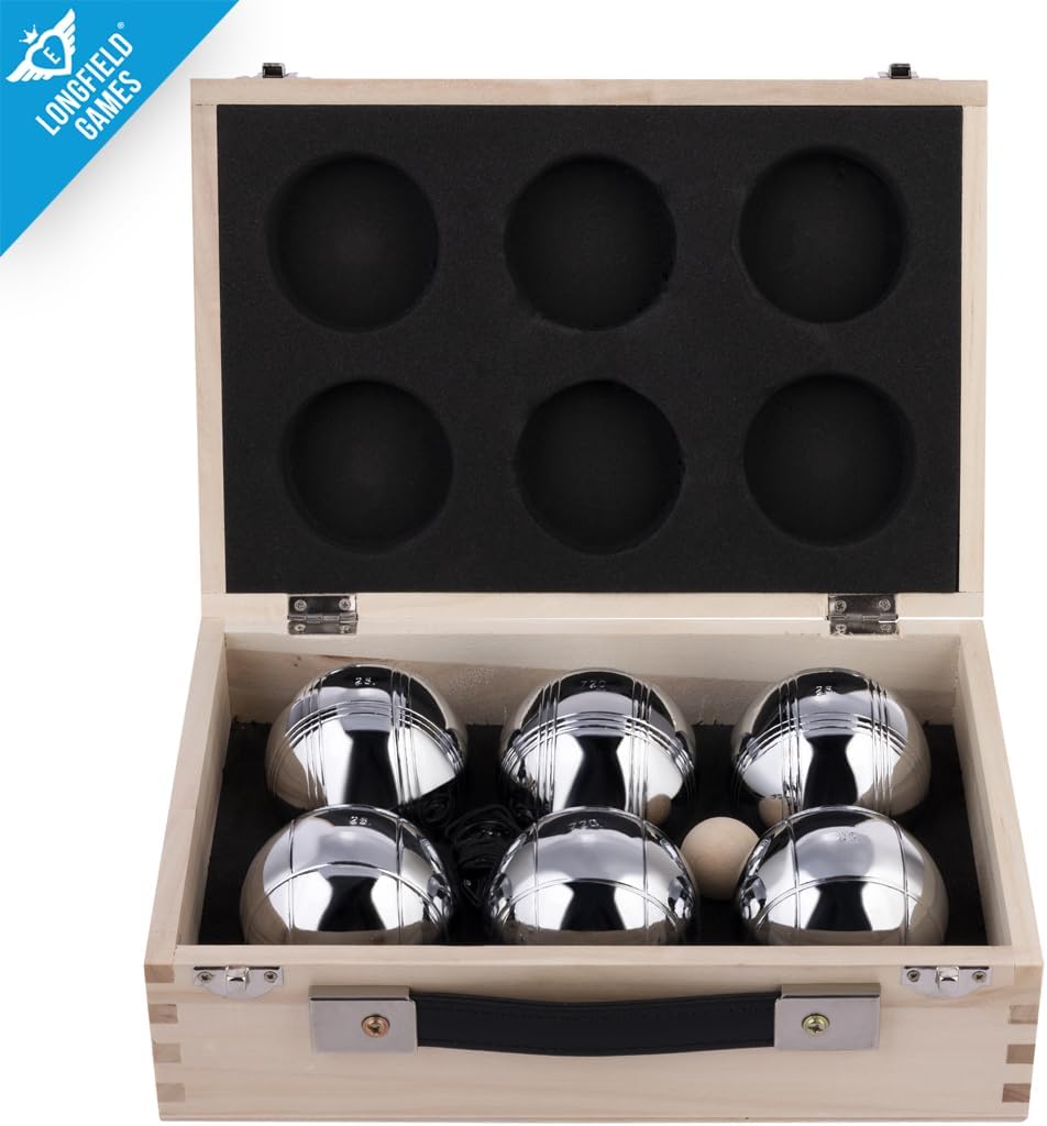 Engelhart - 010205 - Triplett Boule Kugeln Set - in einem schönen Holzkoffer, 2 Spieler: 2 x 3