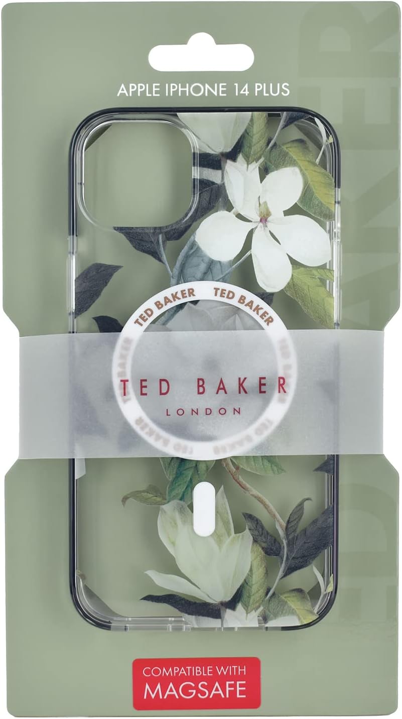 Ted Baker Opal Anti-Schock-Schutzhülle für iPhone 14 Plus, kompatibel mit Magsafe – transparente Rüc